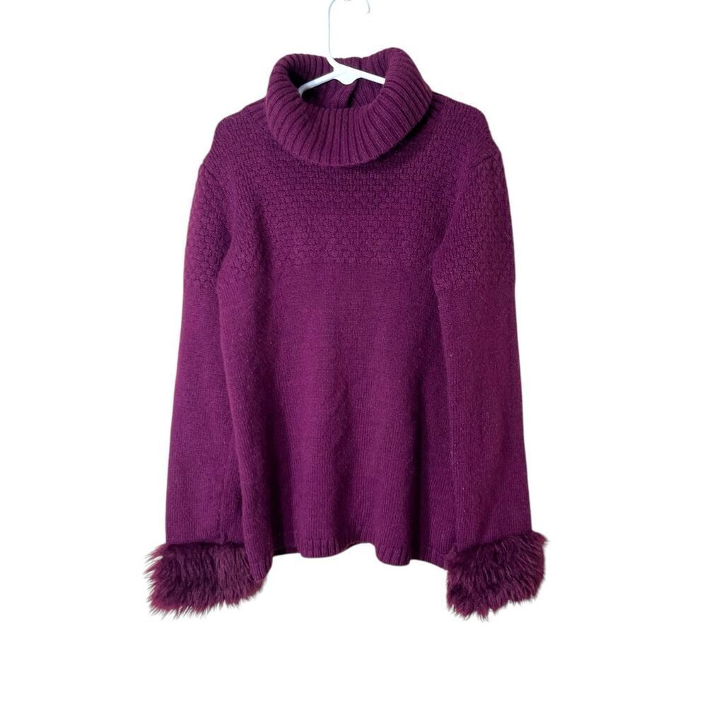 Janie and Jack Purple‎ Faux Fur Trim Sweater Size 6